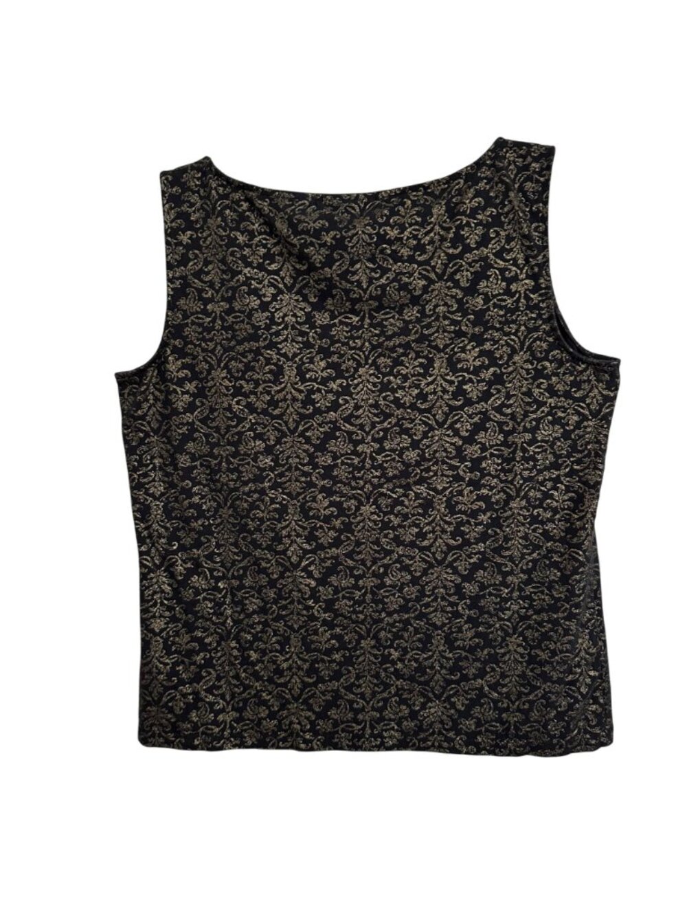 Apostrophe Stretch Tank Top XL Black & Gold Floral Pattern a Whimsigoth Fairy - Picture 3 of 9
